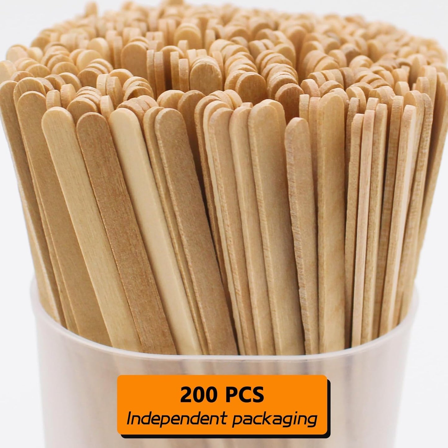 200PCS 5.5 in Individually Wrapped in Paper Wooden Coffee Stirrers, A+++Level Smooth Rounded Edges Wood Sticks for Daily Use or Other DIY Craft Design (200pcs)