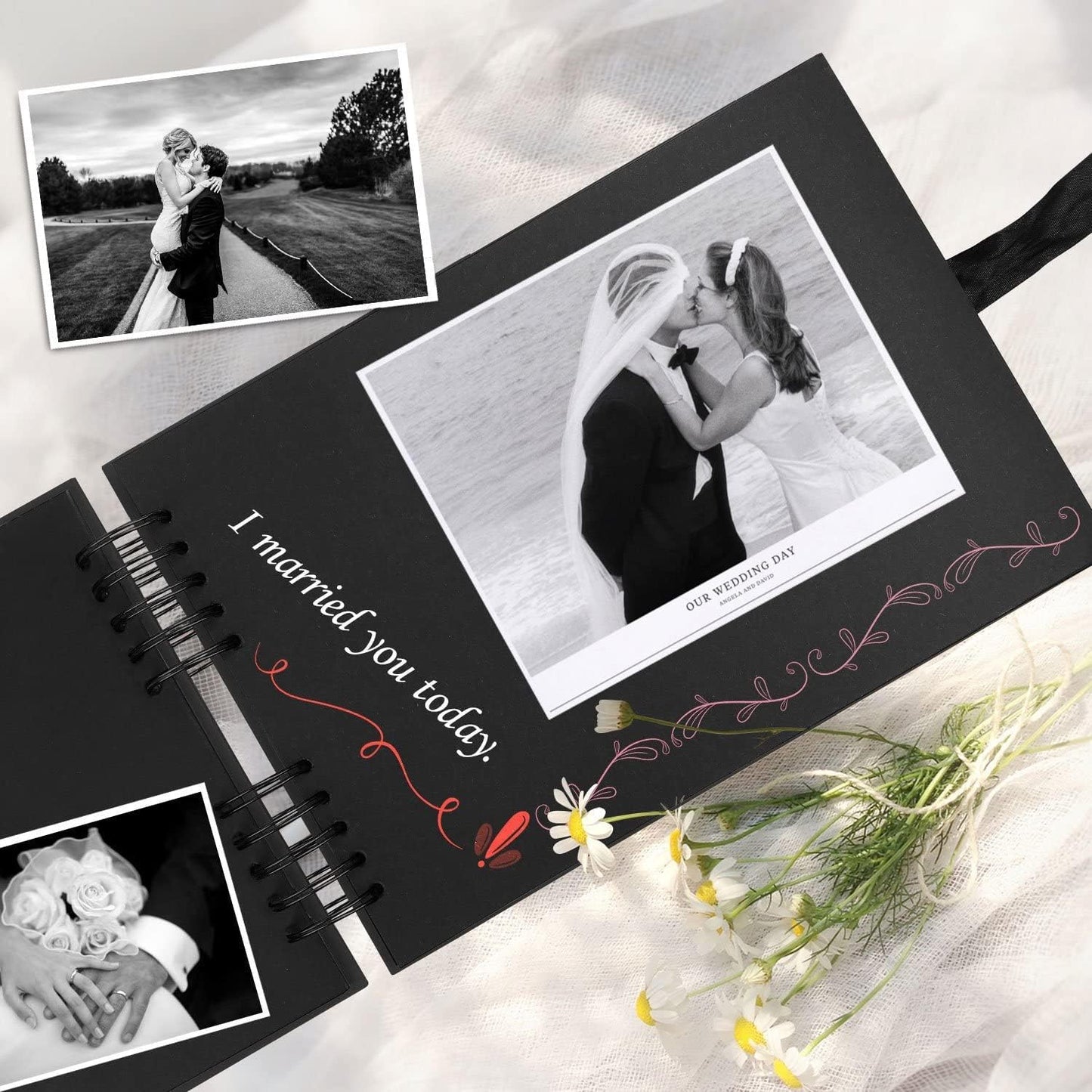 INNOCHEER Photo Album - Self Adhesive 80 Black Pages, Large Scrapbook Wedding Guest Book for DIY Anniversary Travel Memory Scrapbooking (Black 8X12)