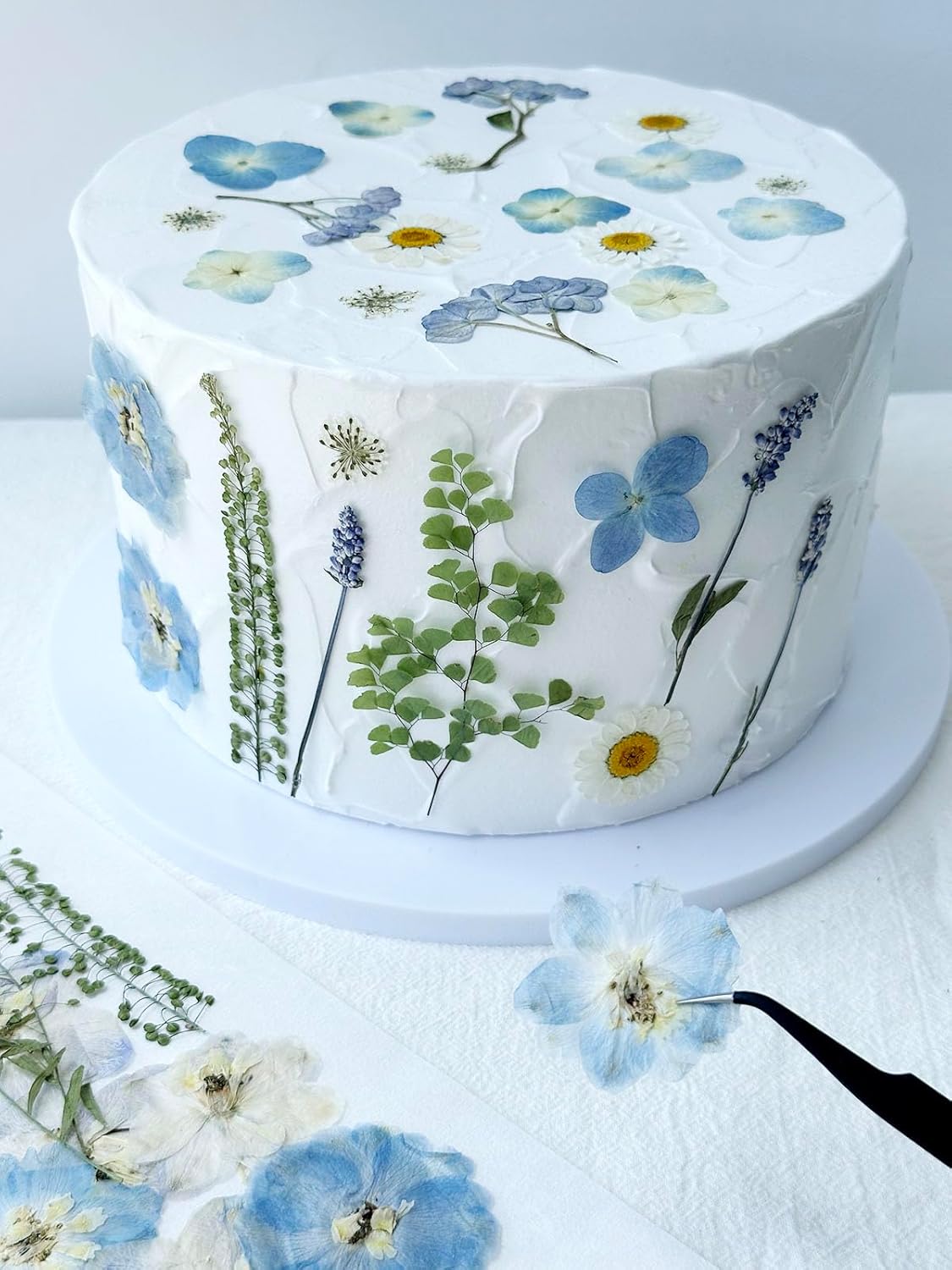 Real Dried Pressed Flowers Leaf Plant Herbarium for Crafts Resin Jewelry Making, Floral Cake Decorations-Fog Blue