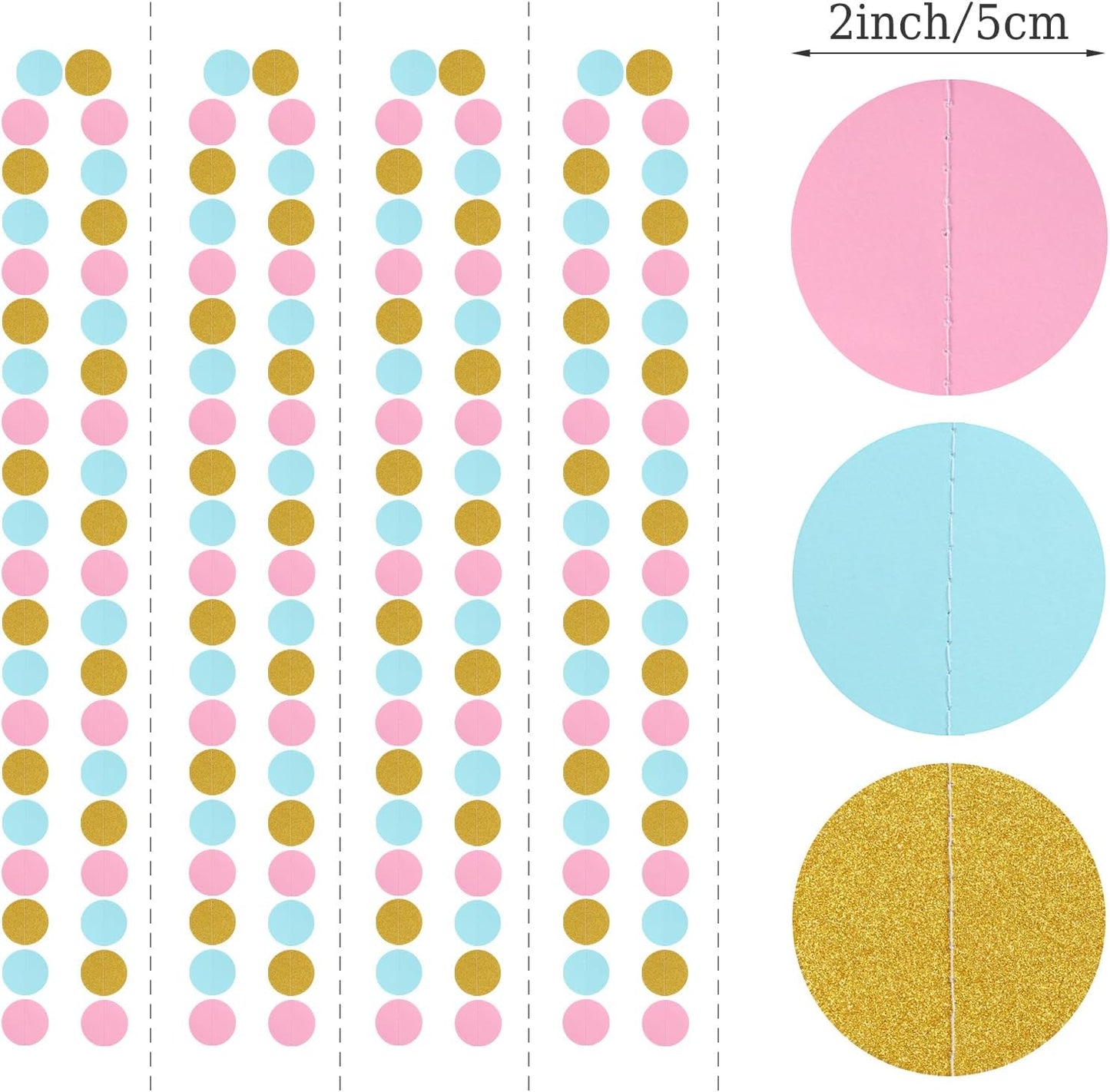 Blue Pink Gold Party-Decorations Gender-Reveal - 52Ft Paper Streamers Garland Hanging Decor Birthday Banner Ideas Event Party Supplies