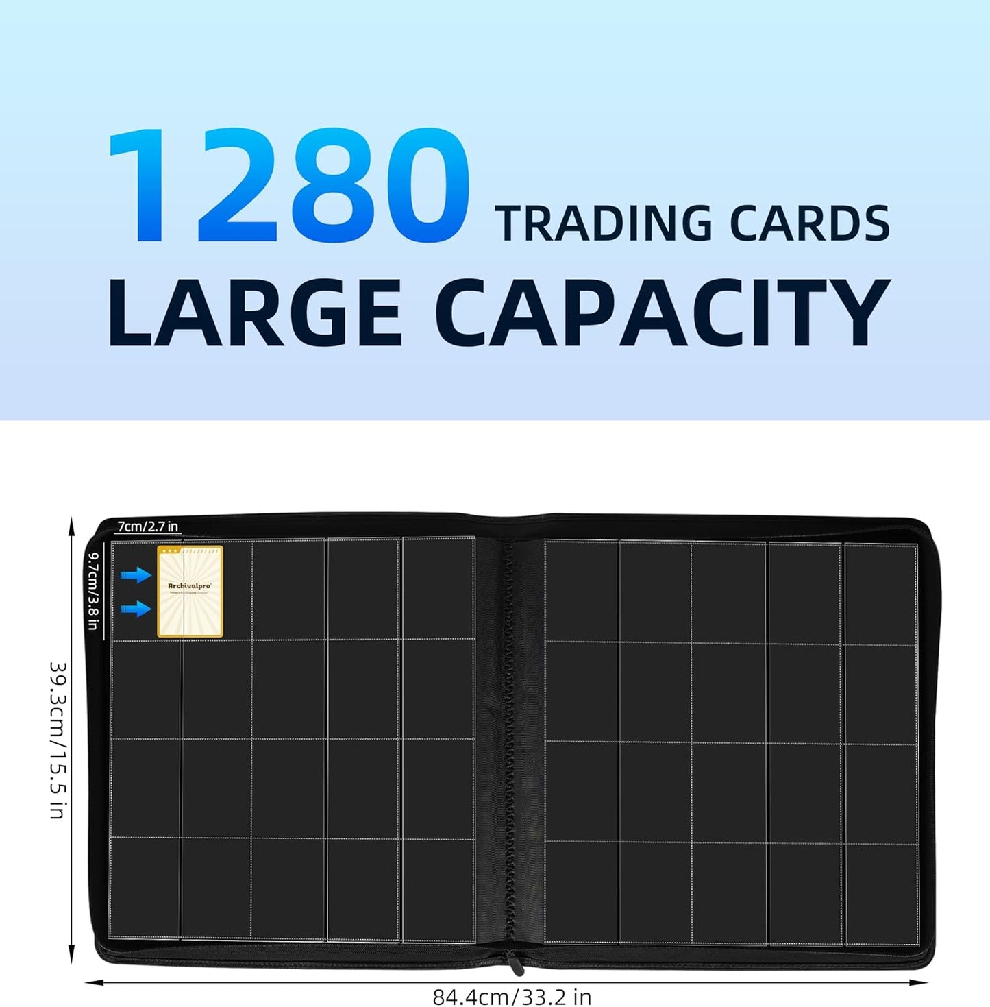 20 Pockets Premium Card Binder 1280 Cards Trading Card Binders Side Load Card Storage Display Album(20 Pocket 1280 Card Slot,Black)