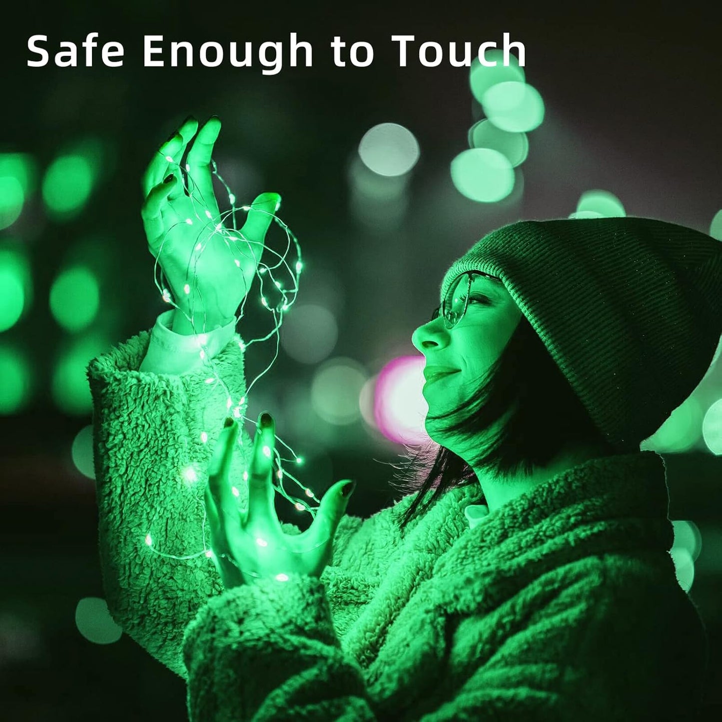 LAMPHOME 20 Pack Fairy Lights Battery Operated String Lights, 20 LED on 6.6FT Silvery Copper Wire, Firefly Fairy String Lights for Wedding Party Mason Jar Christmas Decorations Bedroom Decor(Green)