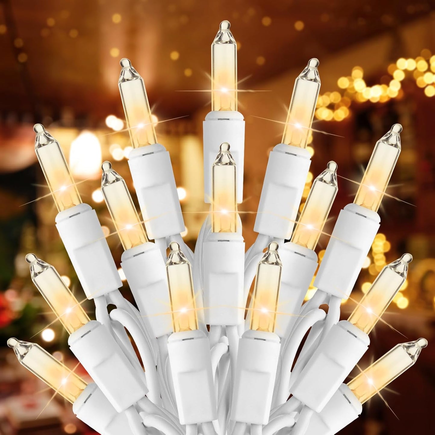 Brightown Clear Christmas String Lights, 3 Pack Each 100-Count 25ft Incandescent Bulb Mini Lights for Indoor Holiday Decor, Christmas Tree Garland Wedding Party Festival Decoration, White Wire