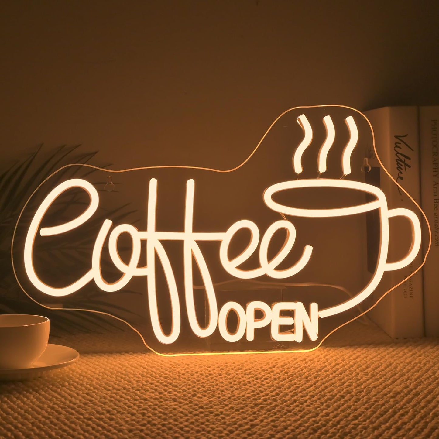 Ineonlife Coffee Open Neon Sign Light Up for Wall Decor Modern Led Sign for coffee bar Small Acrylic Art Decor for cafe business restaurant club party man cave Decorations 16.53x9.84 inch USB POWER