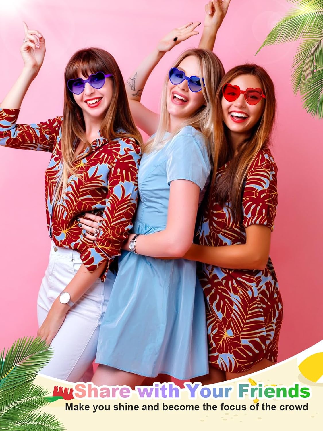 12 Pairs Heart Shaped Sunglasses for Women Colorful Glasses Fun Trendy Transparent Heart Sunglasses Party Favor (multicolor)