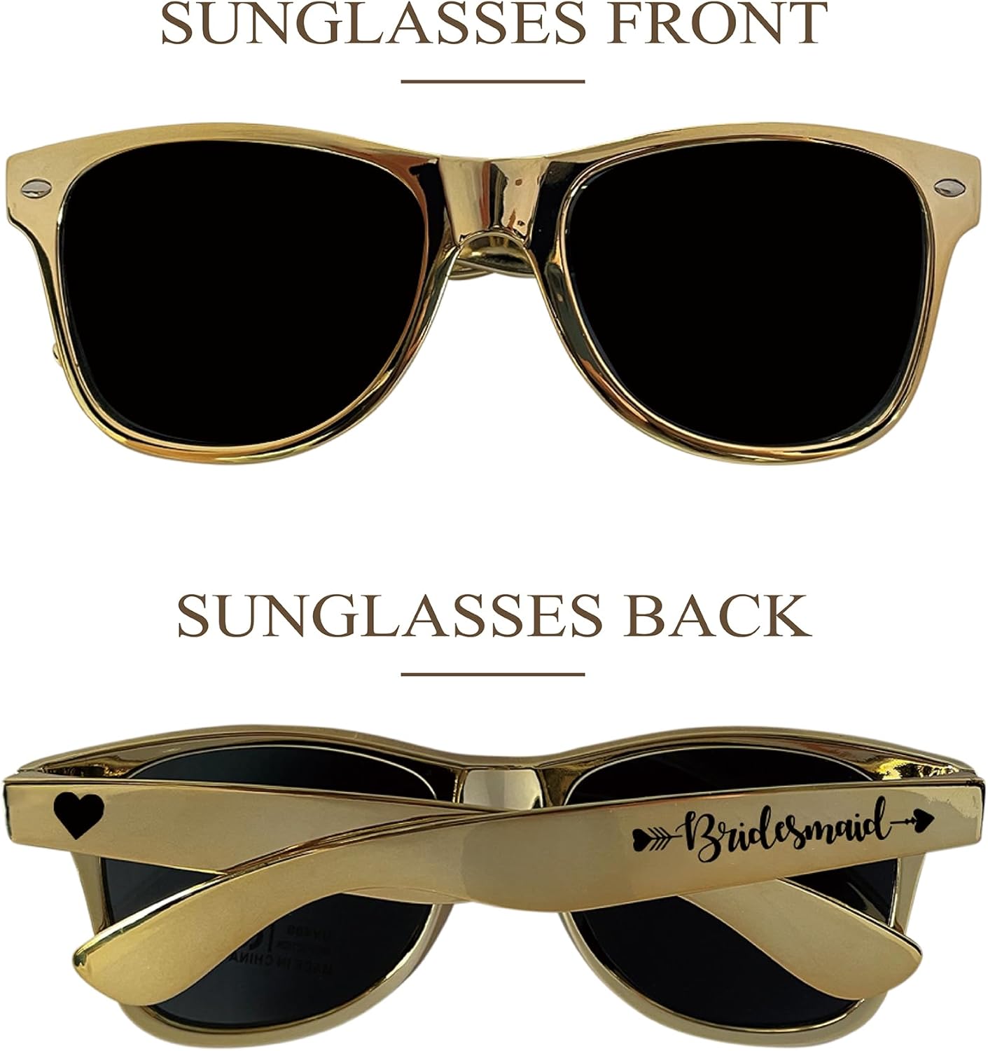 LADY&HOME 10 Pack Bachelorette Sunglasses,Bride Bridesmaid Sunglasses for Bachelorette Party Favors Bridal Shower Supplies (Gold)