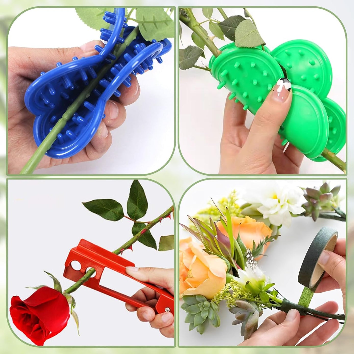 50 pc Kraft Paper Flower Bags with Handles Cones & Brown Bouquets - Shears, Thorn Remover, Floral Tape & Lace Ribbon (13.78Inches)