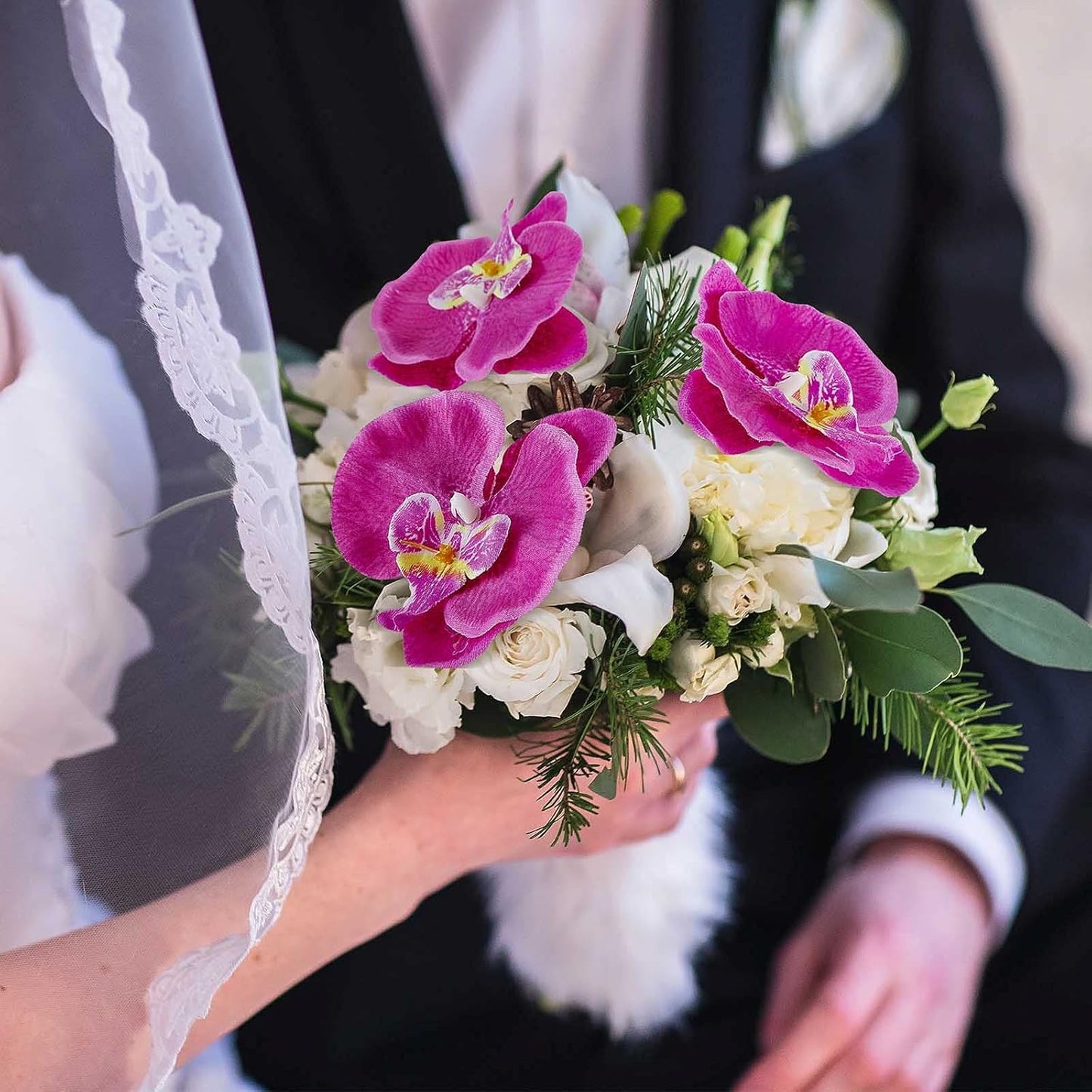 40 Pieces Orchid Petals Artificial Decorations Orchids Heads Flowers Faux Silk Phalaenopsis Butterfly Flower Heads for DIY Craft Home Wedding Party (Dark Purple)