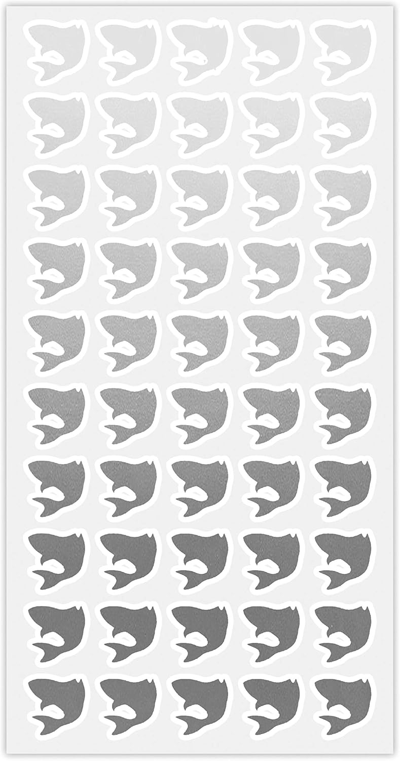 50 Wedding Meal Stickers - Food Identifier & Menu Choice Place Cards for Party Seating - Meal Option Indicator (Silver, Fish)