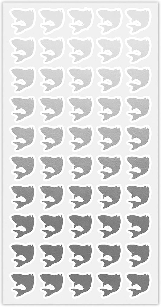 50 Wedding Meal Stickers - Food Identifier & Menu Choice Place Cards for Party Seating - Meal Option Indicator (Silver, Fish)