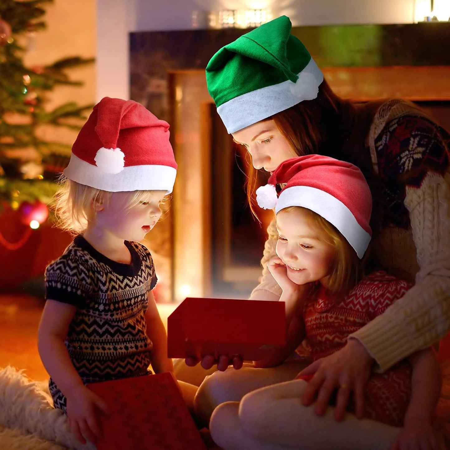 SATINIOR 12 Pieces Santa Hats Christmas Non Woven Fabric Hat for Holidays Xmas Party Supplies