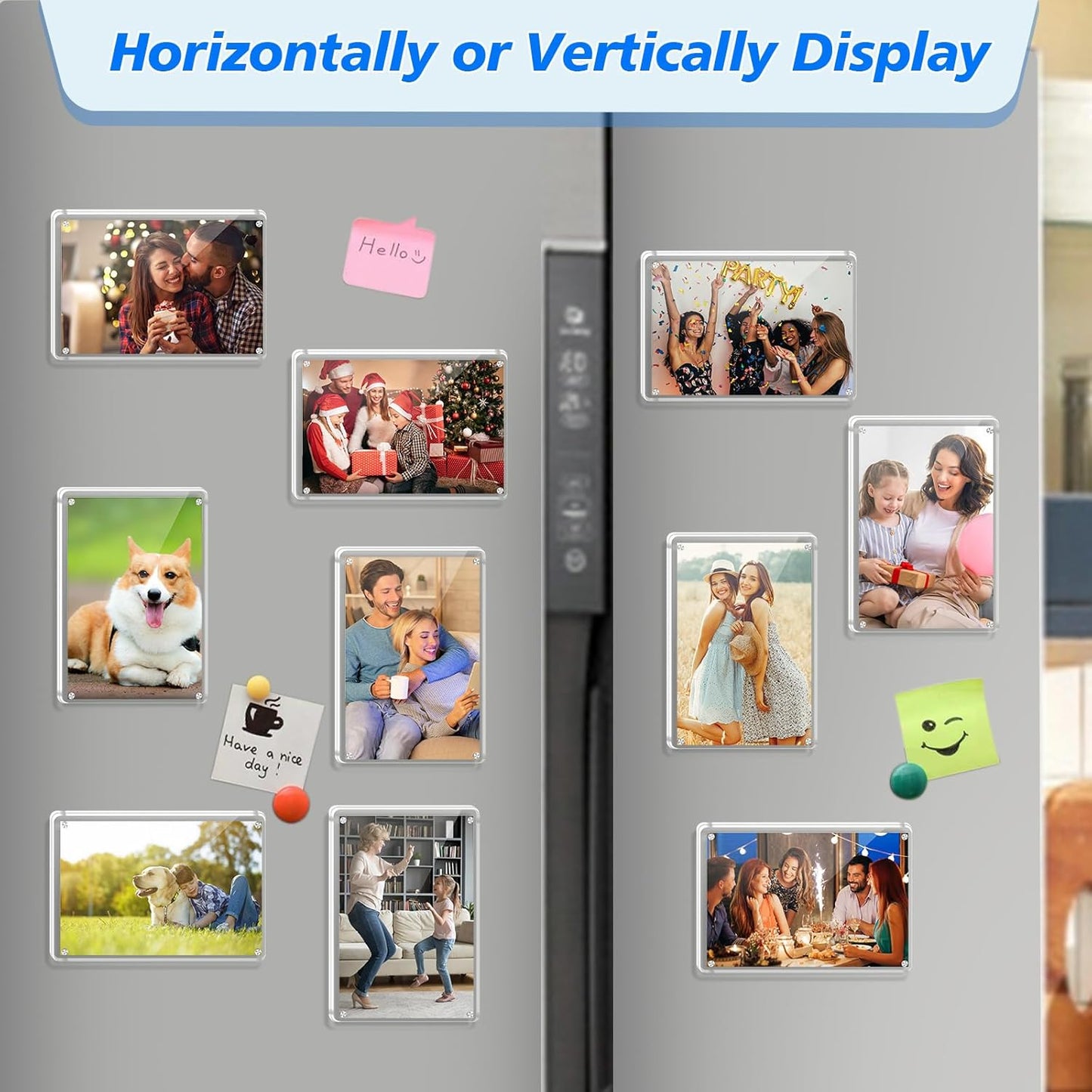 6 Pack Magnetic Picture Frames for Refrigerator 4x6, Acrylic Fridge Magnet Frame, Stylish Clear Framless Photo Frame for Home, Office, School Locker Display