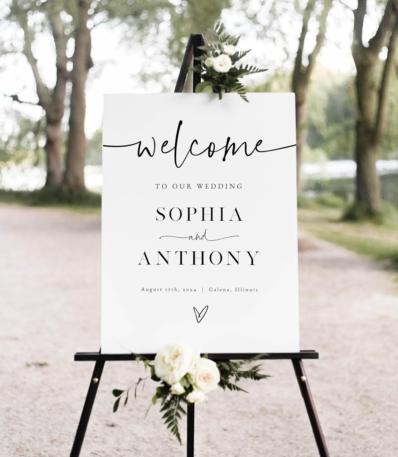 Personalized Wedding Welcome Sign, Minimalist Wedding Sign Signage 12" X 18" (Small), 27" (Medium), 36" (Large), Plastic, Modern, Pole Mount, Weather