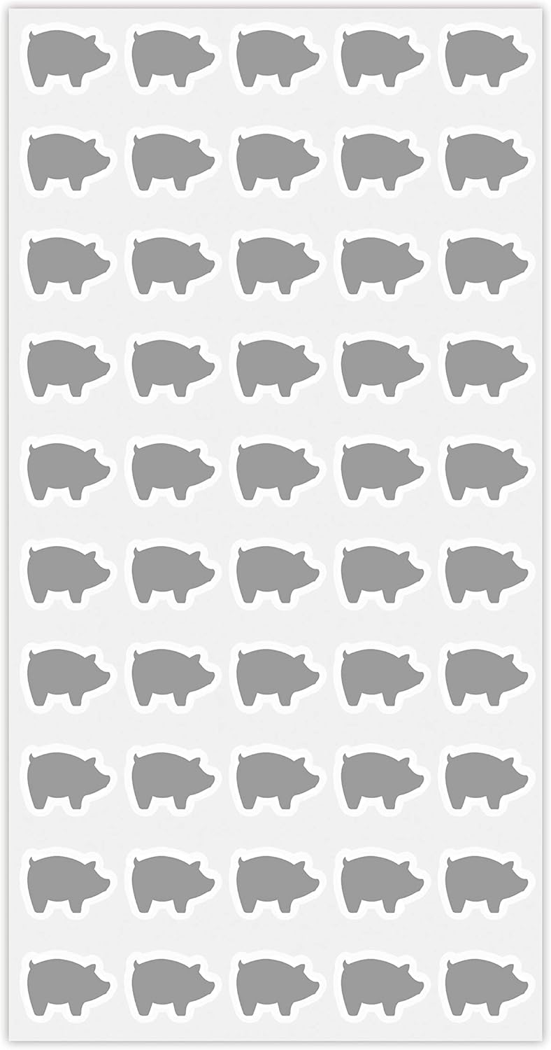 50 Wedding Meal Stickers - Food Identifier & Menu Choice Place Cards for Party Seating - Meal Option Indicator (Silver, Pork)