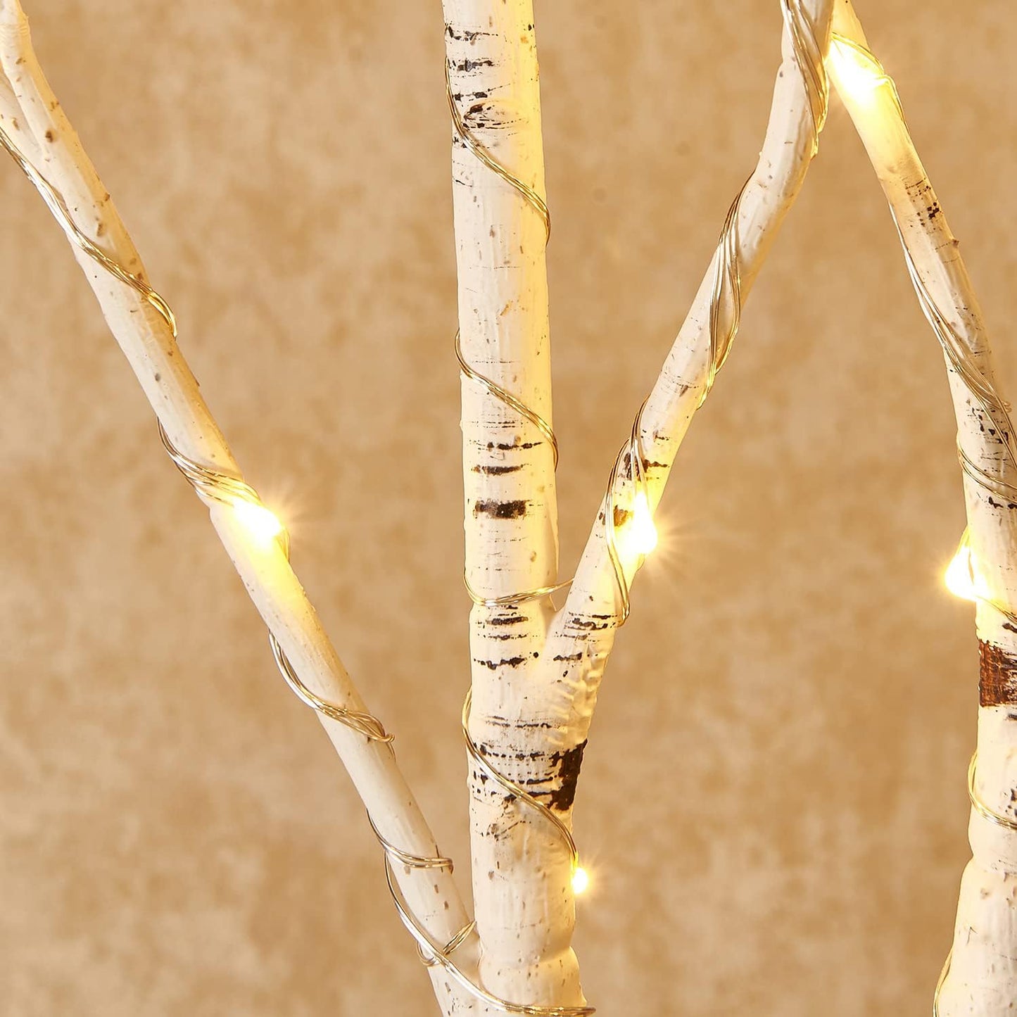 Hairui Lighted Birch Branches Battery Operated 70L 18IN Warm White and Multi Color Fairy Lights 8 Function for Halloween Home Christmas Decor