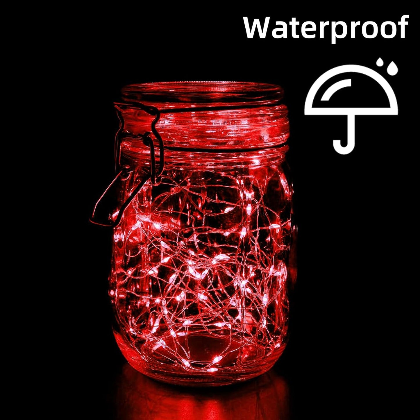 LAMPHOME 20 Pack Fairy Lights Battery Operated String Lights, 20 LED on 6.6FT Silvery Copper Wire, Firefly Fairy String Lights for Wedding Party Mason Jar Christmas Decorations Bedroom Decor(Red)