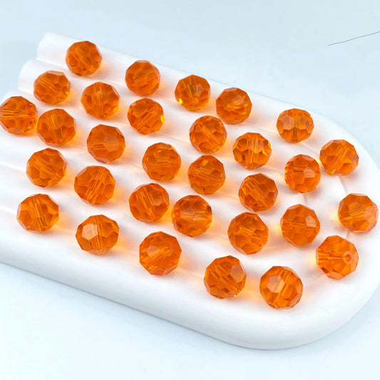200 PCS 6mm Crystal Glass Beads Round Multiple Faceted Loose Spacer Glass Beads for DIY Handcrafte Bracelet Necklace Earring Jewelry Making(Tangerine)