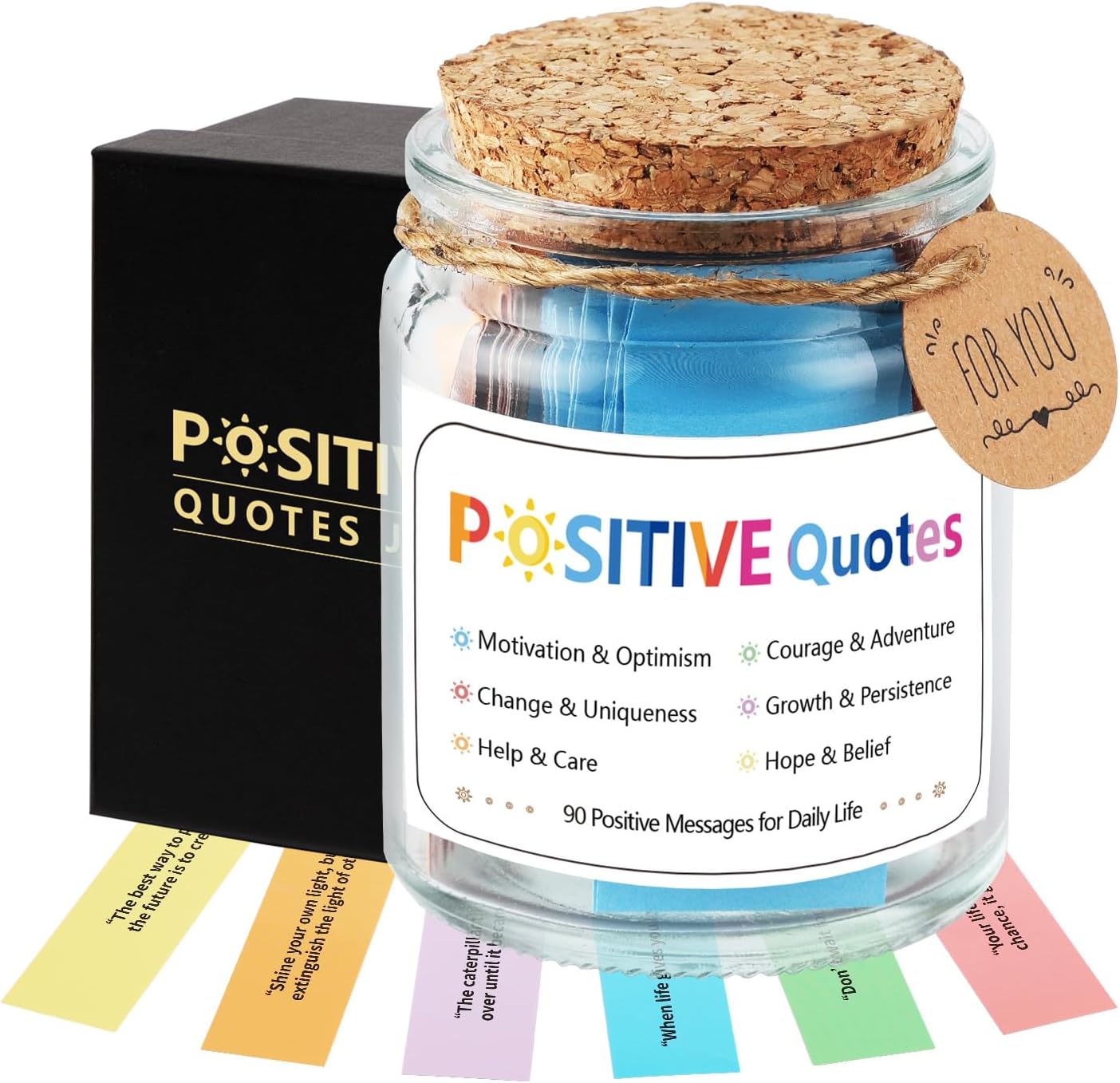 Positive Jar with 90 Positive Quotes Graduation Gifts for Dad Father Teacher Christmas Self Care Anxiety Stress Relief Unique Health Wellness Gifts for Women Man