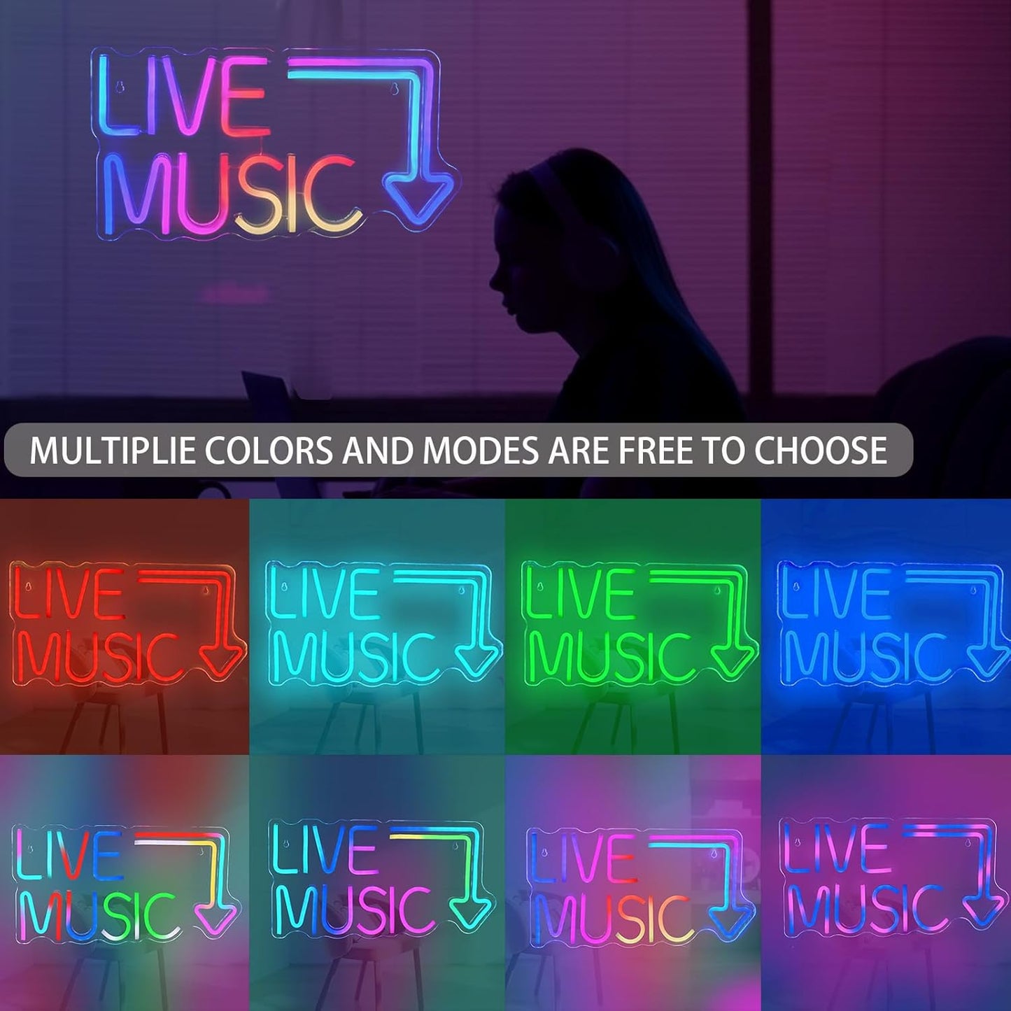 RGB Dynamic Music Neon Sign Dimmable for Wall Decor Bedroom Man Cave Game Room Home Bar Decor Music Studio Nightclubs Parties Gift