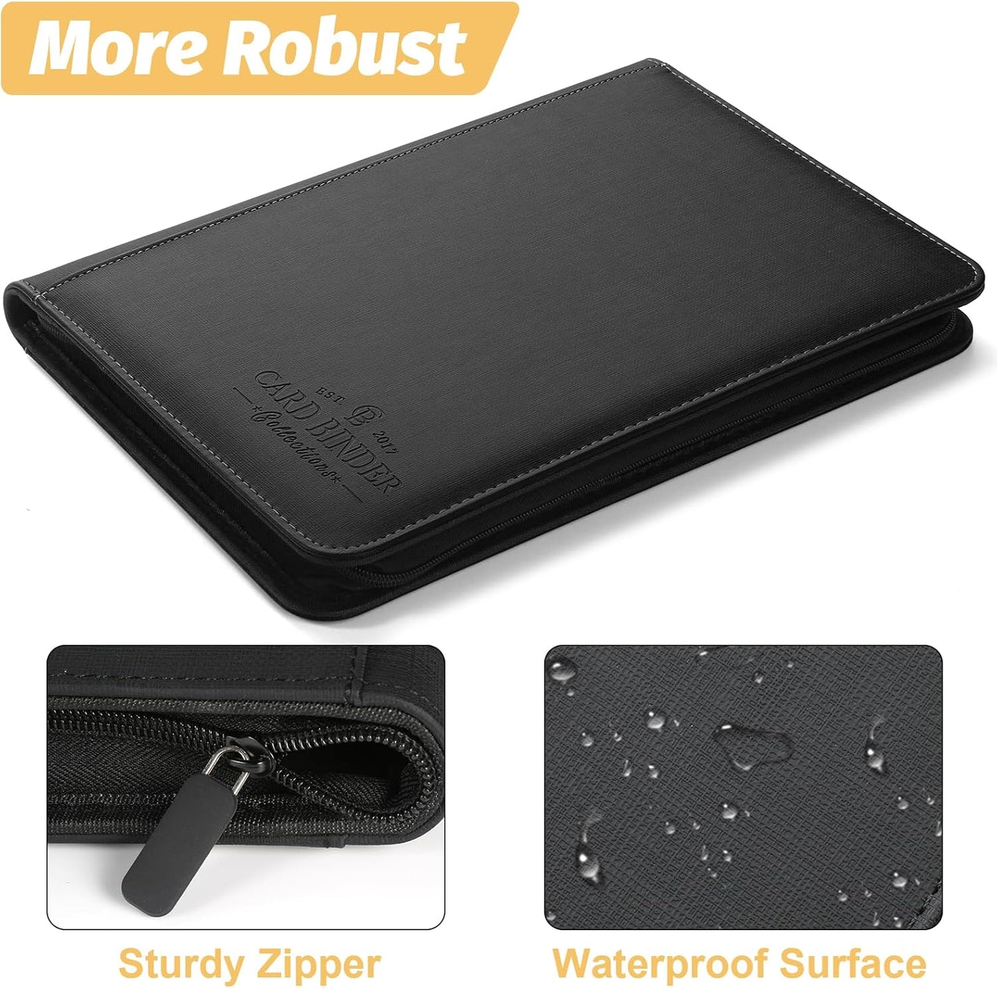 9 Pocket Card Binder, Premium Zip Trading Card Binder, 540 Double Sided Pocket PU Collection Binder, Collector Album, Card Folder for MTG, TCG, Sports Cards