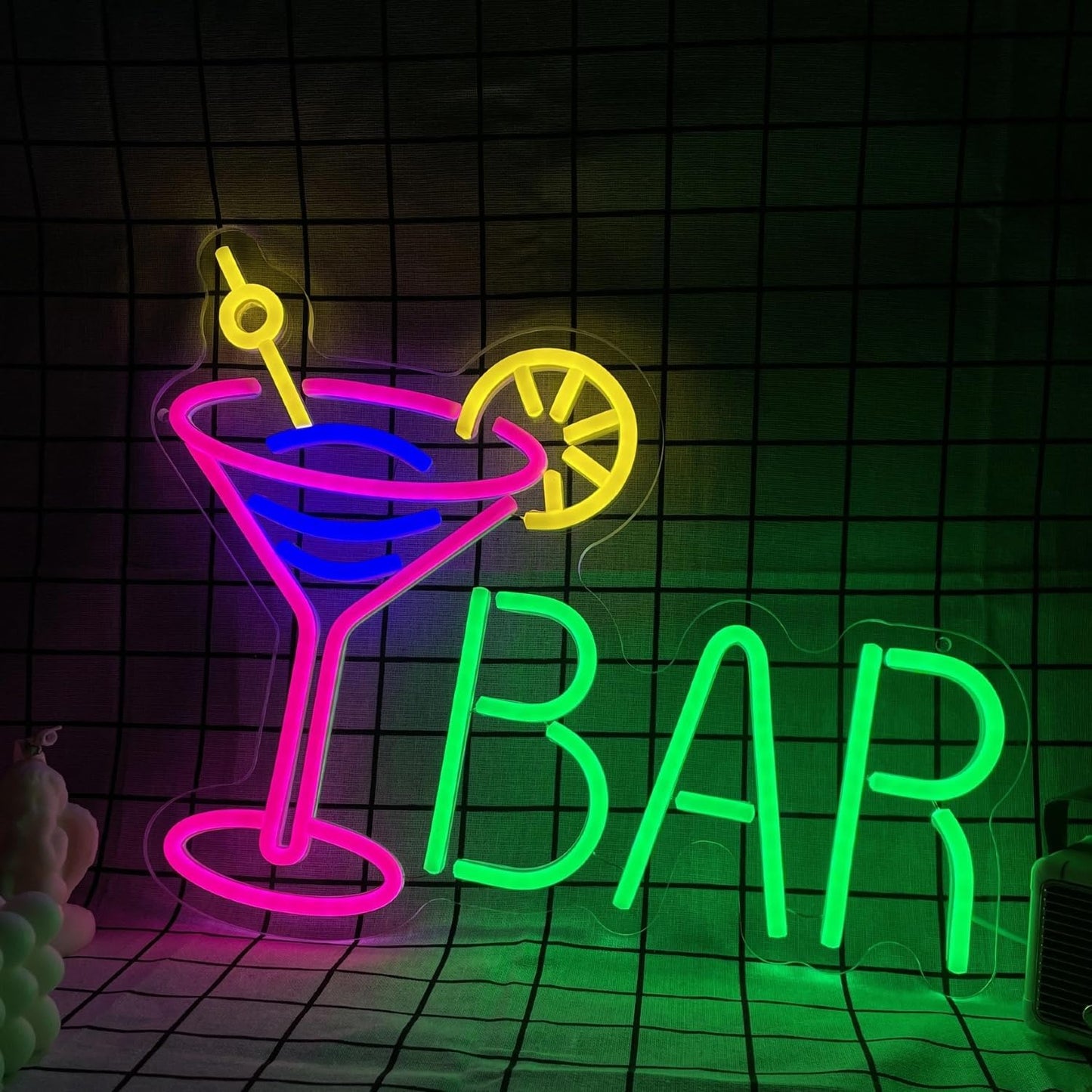 Neon Bar Sign USB-Powered Pink Bar Wall Decor for Home Bar, Man Cave Multi-Scene LED Lighting Neon Light