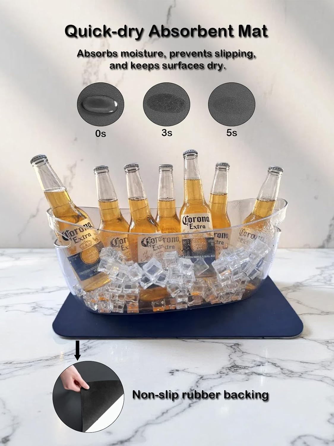 5.5L 16.7x6.4x7.3in Ice Bucket 1PCS with Drying Mat & Scoop for Parties, Mimosa Bar Supplies Beverage Tub for Champagne Beer Sparkling Wine, Acrylic Drink Cooler/Holder Food Grade Boat Shape