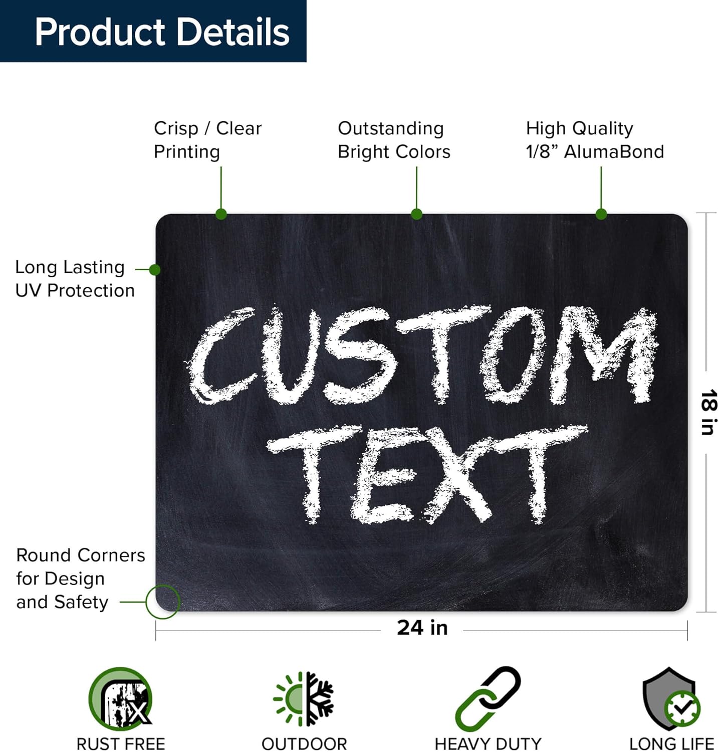 Custom Sign, Custom Street Sign, 11 Font Colors, 13 Font Styles, 4 Hole Options, 22 Sizes, 18x24 Inches, Rust Free DiBound, Fade Resistant, Made in USA by My Sign Center (Chalkboard Black)