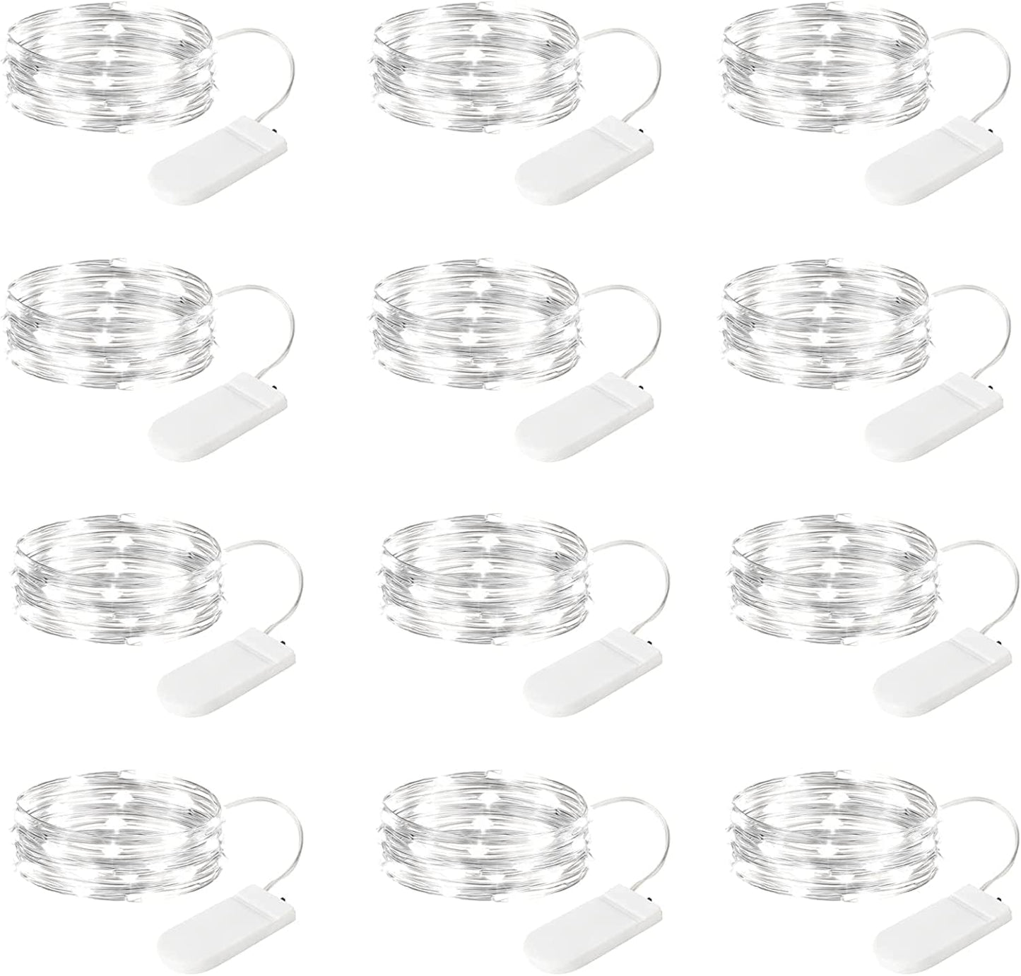 Fairy Lights Battery Operated String Lights - 12 Pack 7ft 20 LED Battery Powered LED Mini Fairy Lights for Mason Jars DIY Picture Walls Shelves Arts Crafts Trees Branches Bedroom Wedding Party Decor