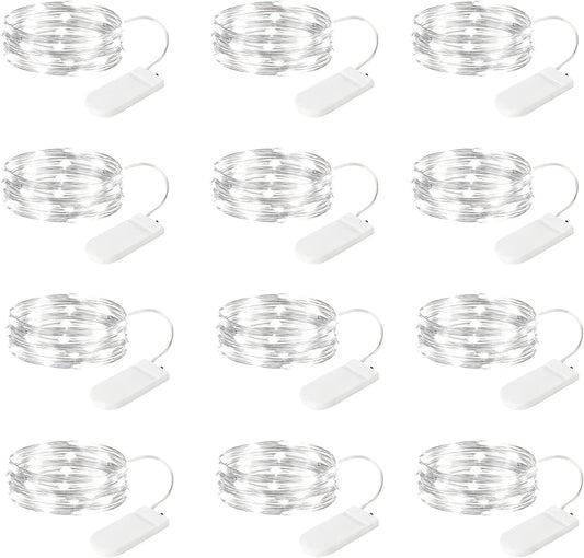 Fairy Lights Battery Operated String Lights - 12 Pack 7ft 20 LED Battery Powered LED Mini Fairy Lights for Mason Jars DIY Picture Walls Shelves Arts Crafts Trees Branches Bedroom Wedding Party Decor