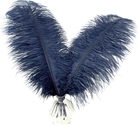 Happy Feather 16-18 inch Navy Blue Ostrich Feathers Craft for Wedding Party Centerpieces Home Decoration DIY Craft Pack of 10