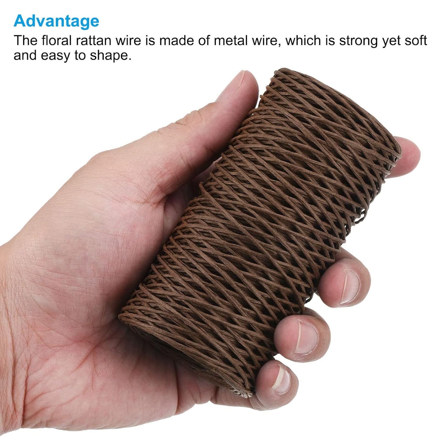 PATIKIL 164 Feet Floral Bind Wire Wrap Twine, 1mm Florist Wire Iron Wire Paper Covered Vine Wrapping Binding Wire for Flower Bouquets, Brown