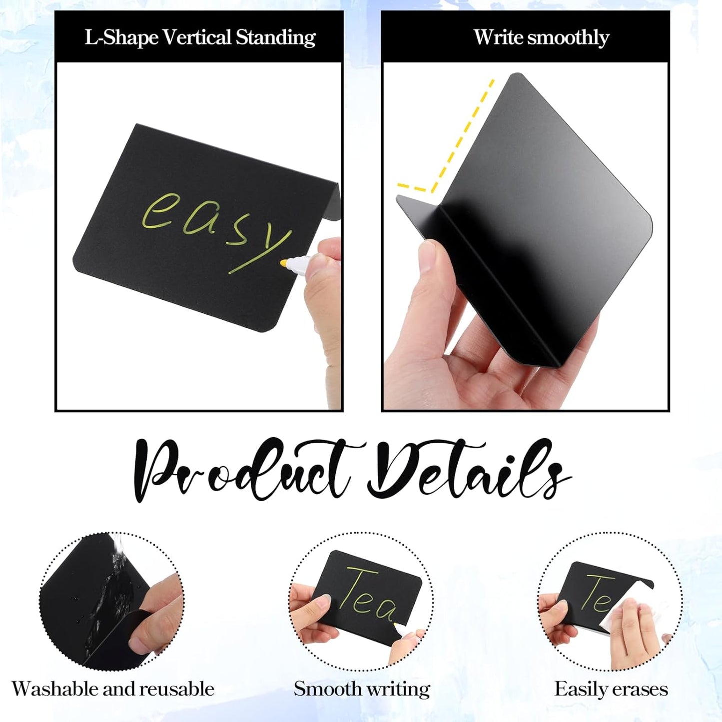 40 Pack 4"x3" Mini Chalkboard Signs for Food, Reusable and Reserved Small L-Shaped Food Labels for Party Buffet, Easy to Write and Wipe Out, Message Board Signs, Weddings, Birthday, Bakery