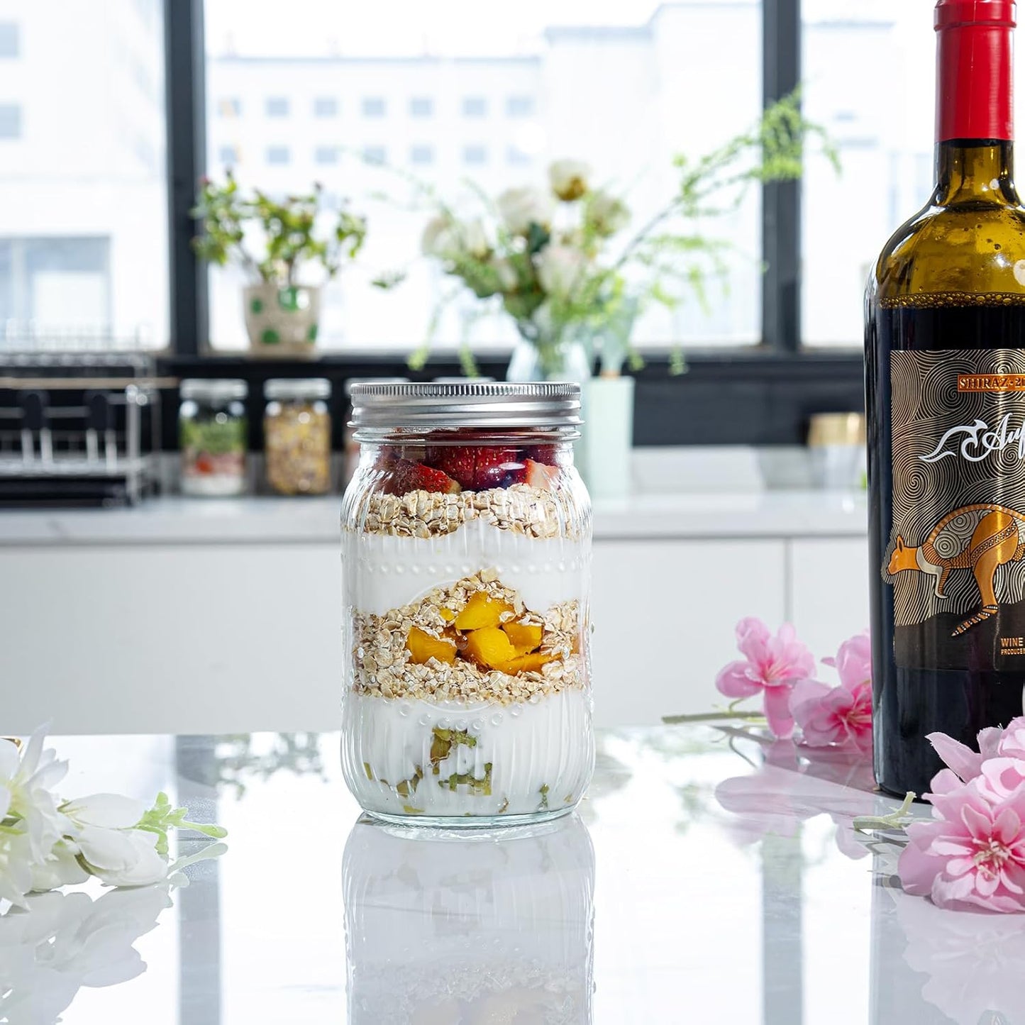 MirthMood 32 OZ Wide Mouth Mason Jars, 6 PACK Glass Mason Jars with airtight Lids, Quart mason jars wide Perfect for Canning, Pickling, Preserving, Fermenting, DIY Crafts & Decor