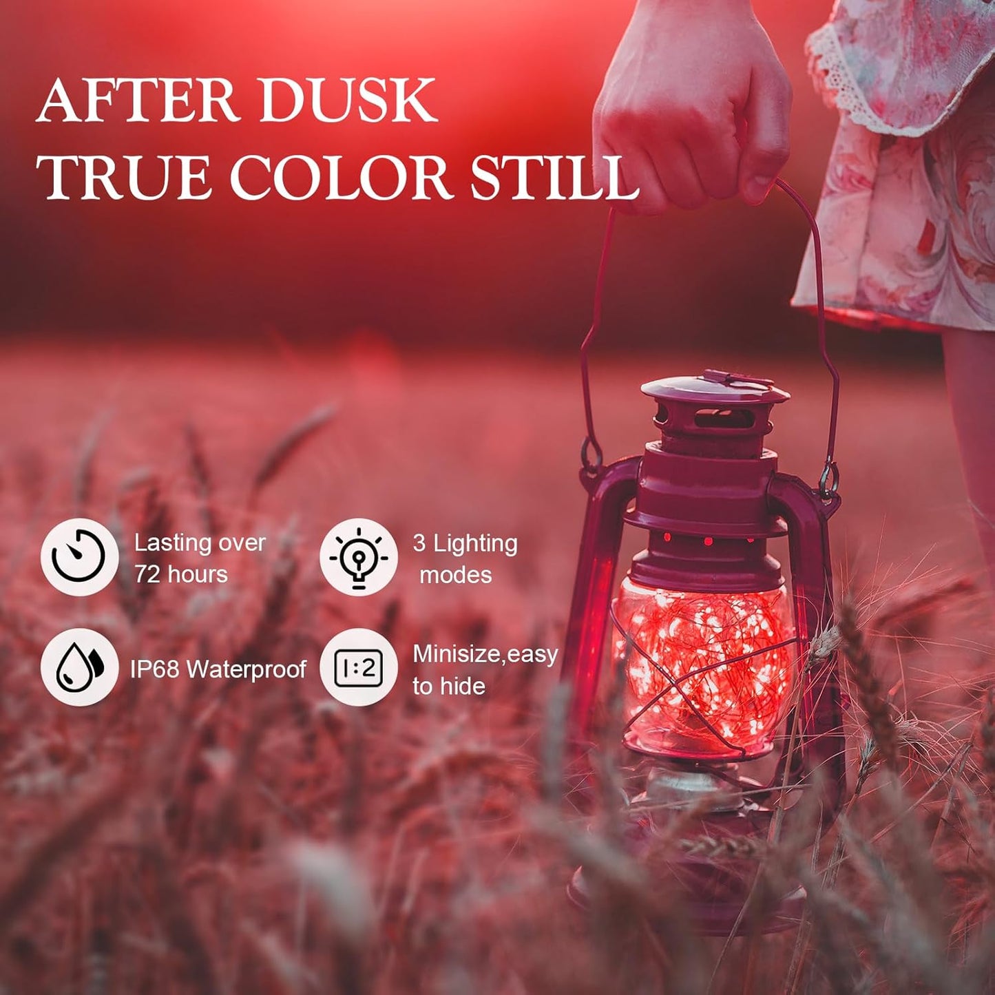 Aogist Led Fairy Lights 3 Modes Battery Operated String Lights Waterproof Silver Wire 7 Feet Firefly Starry Moon Mason Jar Lights for DIY Wedding Party Christmas (Red, 8 Pack)