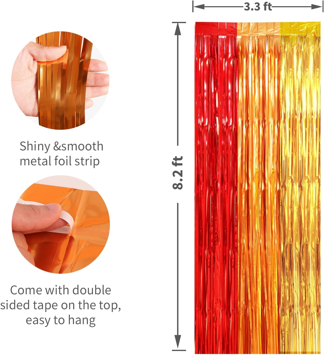 Crosize 2 Pack 3.3 x 8.2 ft Rainbow Foil Fringe Curtains Party Decorations, Tinsel Curtain Backdrop for Parties, Door Streamers, Glitter Streamer Fringe Backdrop for Birthday Decoration