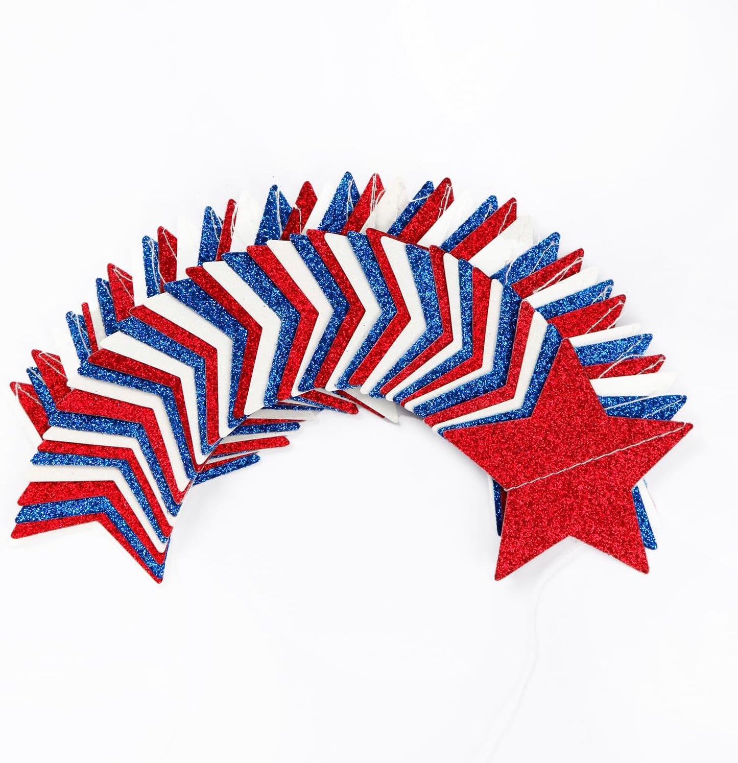 Fourth-4th of July Memorial-Day Party-Decorations - 62ft Patriotic Red-Blue White Twinkle Little Star Hanging Streamers-Garland Banner,Independence Graduation Baby Shower Birthday Decor Hugtmr