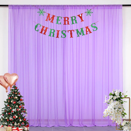 DUOBAO Lavender Chiffon Curtains 2 Panels 58 Inch Width by 120 Inch Long Light Purple Wedding Sheer Backdrop Drapes Window Curtain for Living Room Voile Photography Backdrops(5FTx10FT)