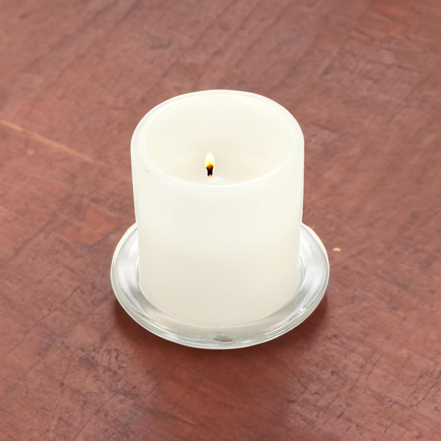 WGV Tea Light Votive Candle Holder Plate 4" W, Clear Flat Plate Glass, Small Home Accent Decor, 6 Pc