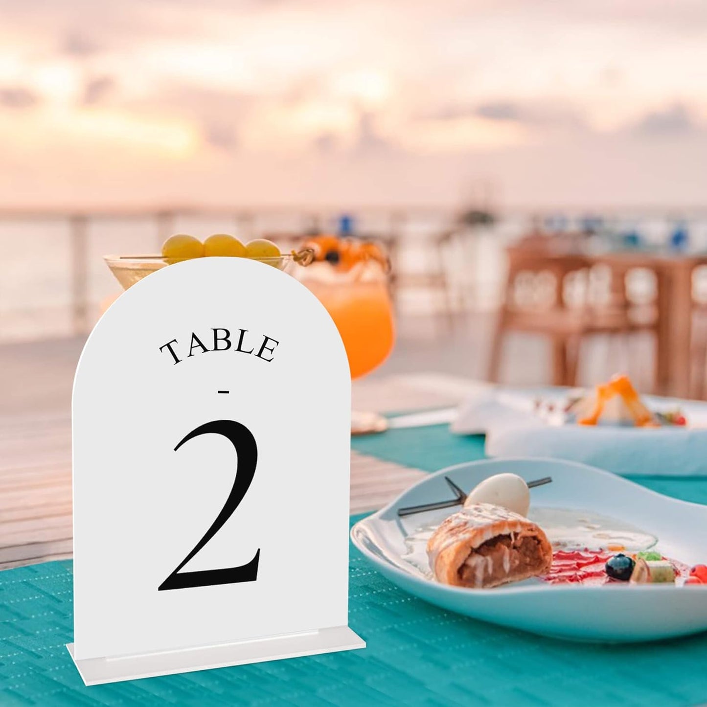 JOYIT Arch Wedding Table Numbers 1-50 with Stands – Double-Sided Printed 5" X 7" Acrylic Signs with White Background and Black Text, Perfect for Wedding Receptions, Parties, Anniversaries, and Events
