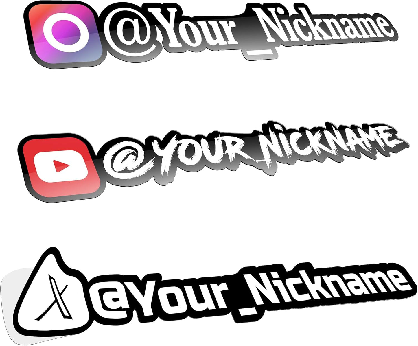 Custom Social Media Vinyl Lettering - Personalized Decals Name Username Logo for Cars, Cups, Windows, Tumblers, Hydroflask, JDM, Windshield - Waterproof Stickers from 4-100 Inches Sizes