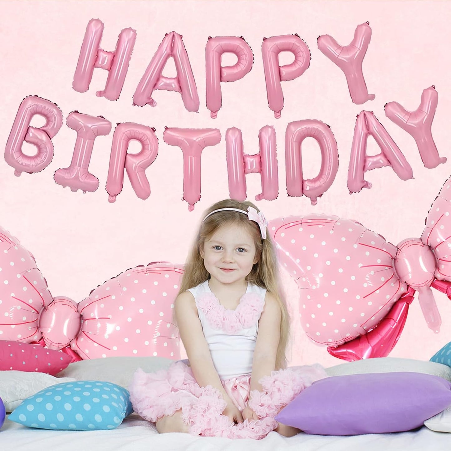 36 Inches Bow Foil Balloon Huge Bowtie Pink Balloon for Baby Shower, Wedding, Kids Theme Party Decoration (Pink 7)