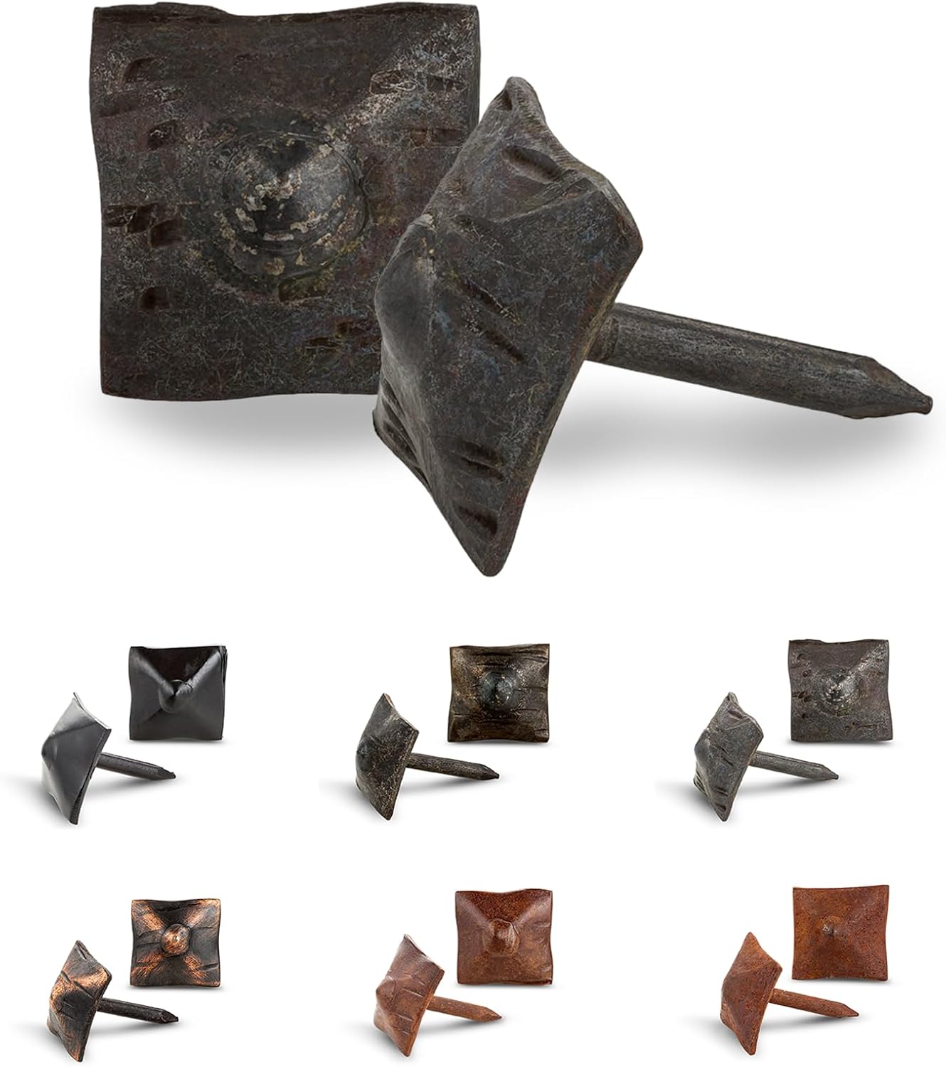 10 Pack 0.75" Square Head Iron Clavos Decorative Nails – Unfinished – Handmade Rustic Square Fasteners for Farmhouse Shutters, Faux Wood, Barn Doors, Shutters, and Gates – Ornamental Wood Accent