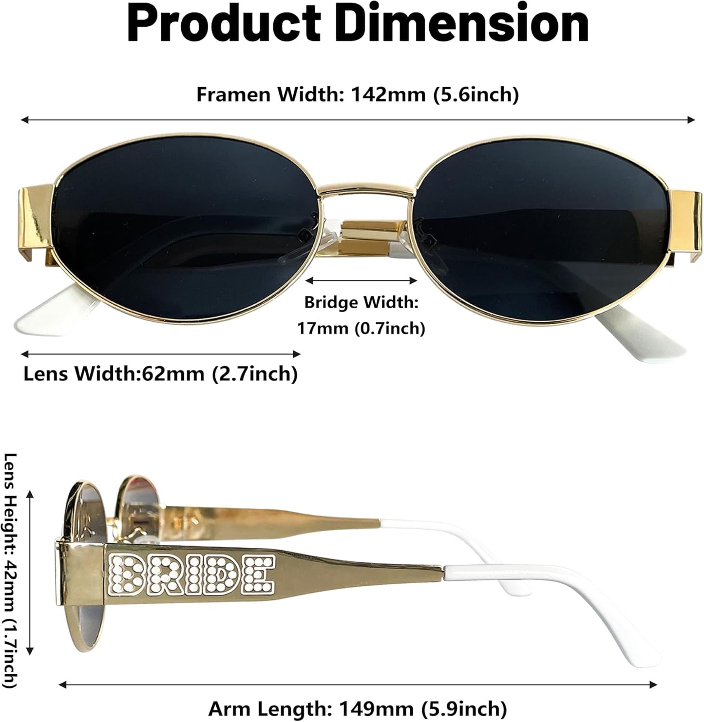 Bride's Babes Bride Sunglasses,Bachelorette Party Decorations,Bridal Shower Accessory,Metal Frames Shades,Bride To Be Gift