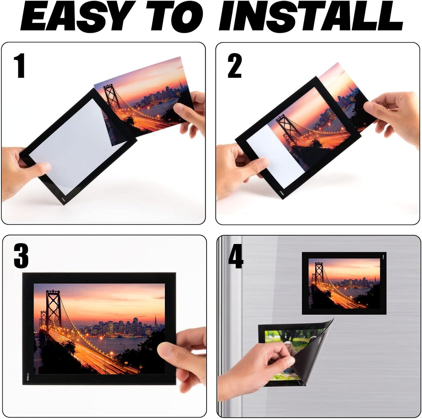 5X7 Magnetic Picture Frames for Fridge (20 Pack),Magnets Photo Pockets/Sleeves,Printing Black Border