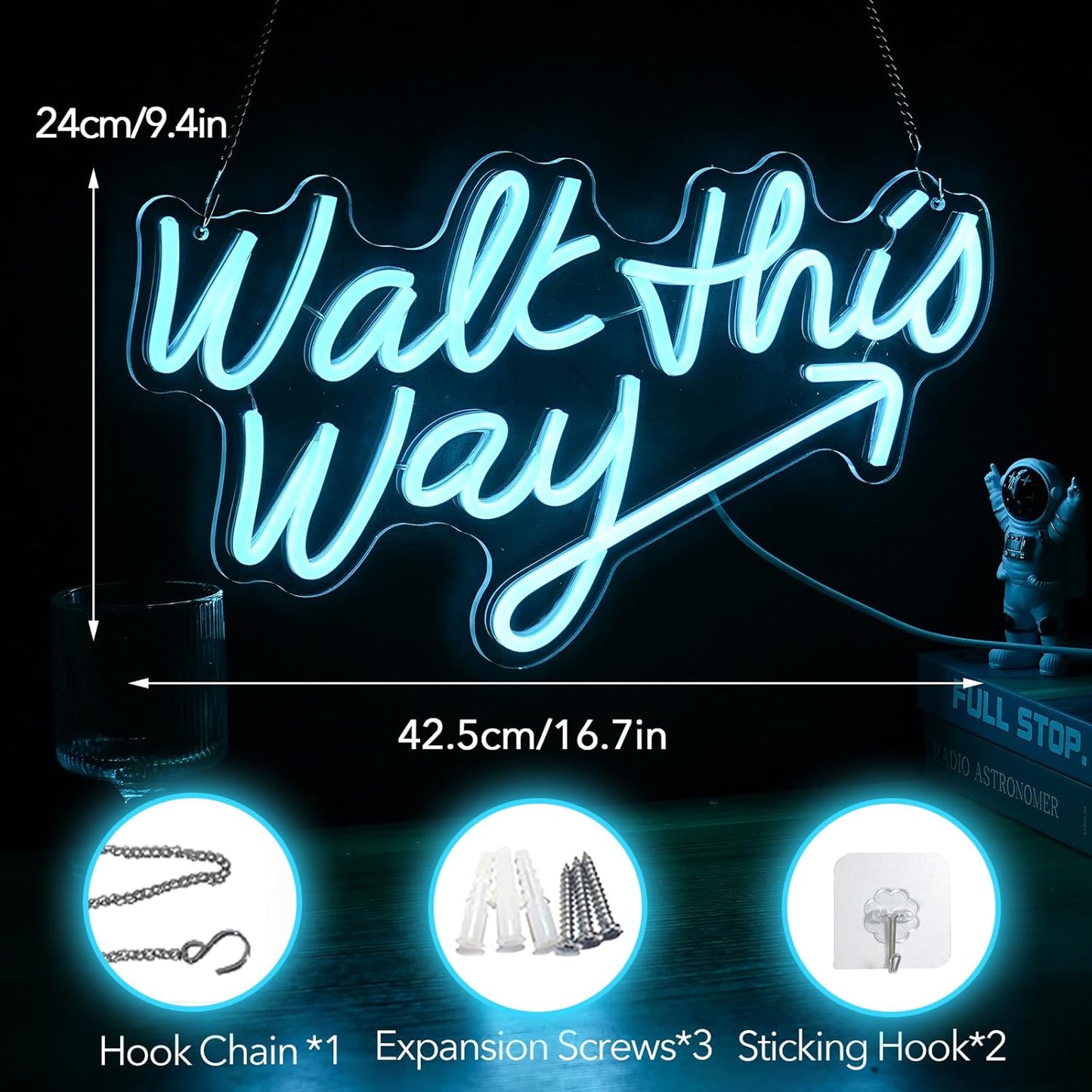 Walk This Way Neon Sign, Arrow Direction Neon Light, Neon Sign For Wall Decor, Art Led Light for Resturant Signage Home Welcome Sign Bedroom Bar Hotel Shop Party (16.7 x 9.4 in)