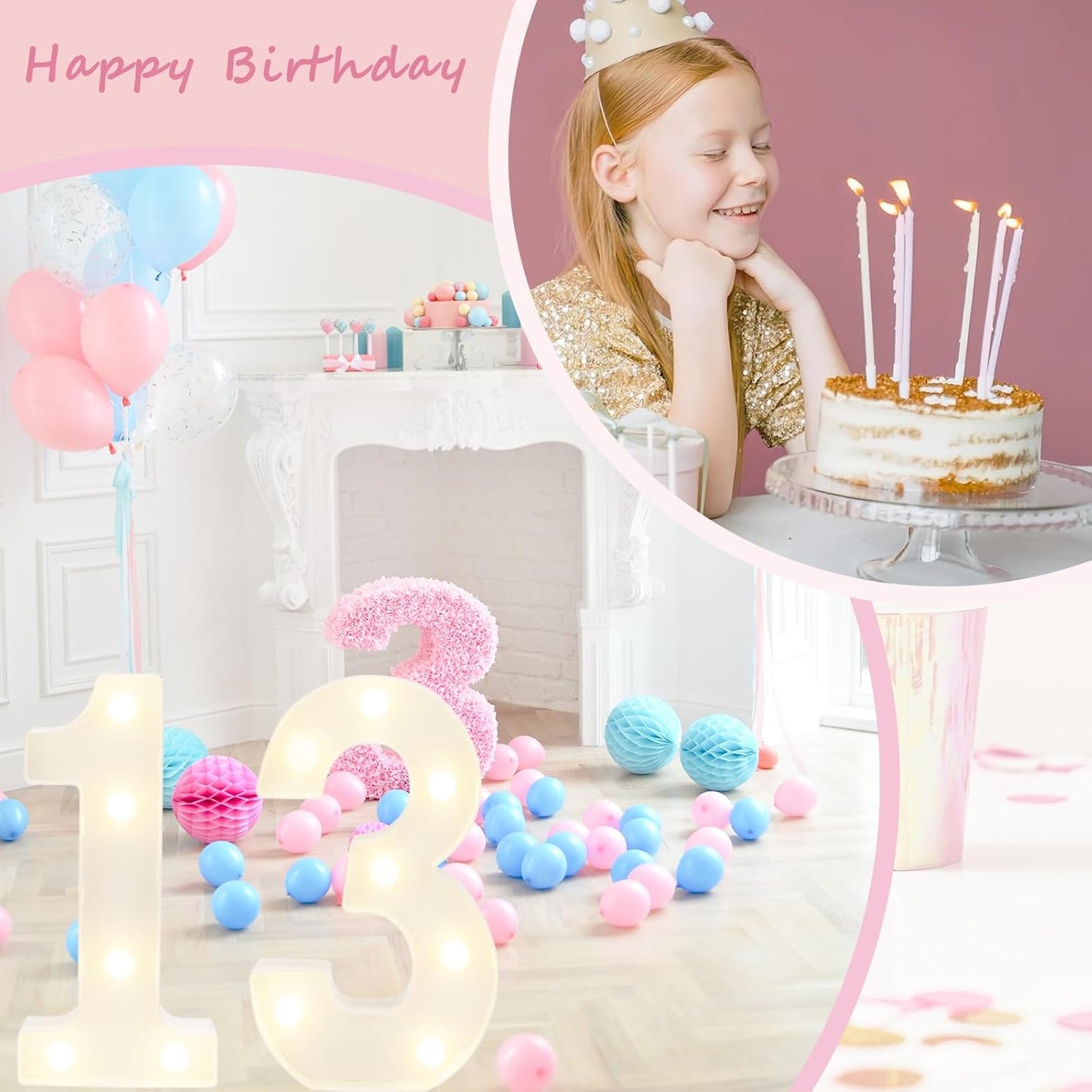 Decorative Led Light Up Numbers, 13th Birthday Decorations, Warm White Led Numbers Lights, Lighted Marquee Number Sign for Sweet 13th Party Decor