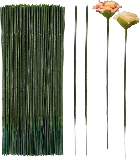 Anjmd 200 Pieces Floral Stem Wire, Artificial Flower Rod, Green Florist Wires for Flower Arrangement Supplies Crafts Bouquet Wreath Making (17CM)