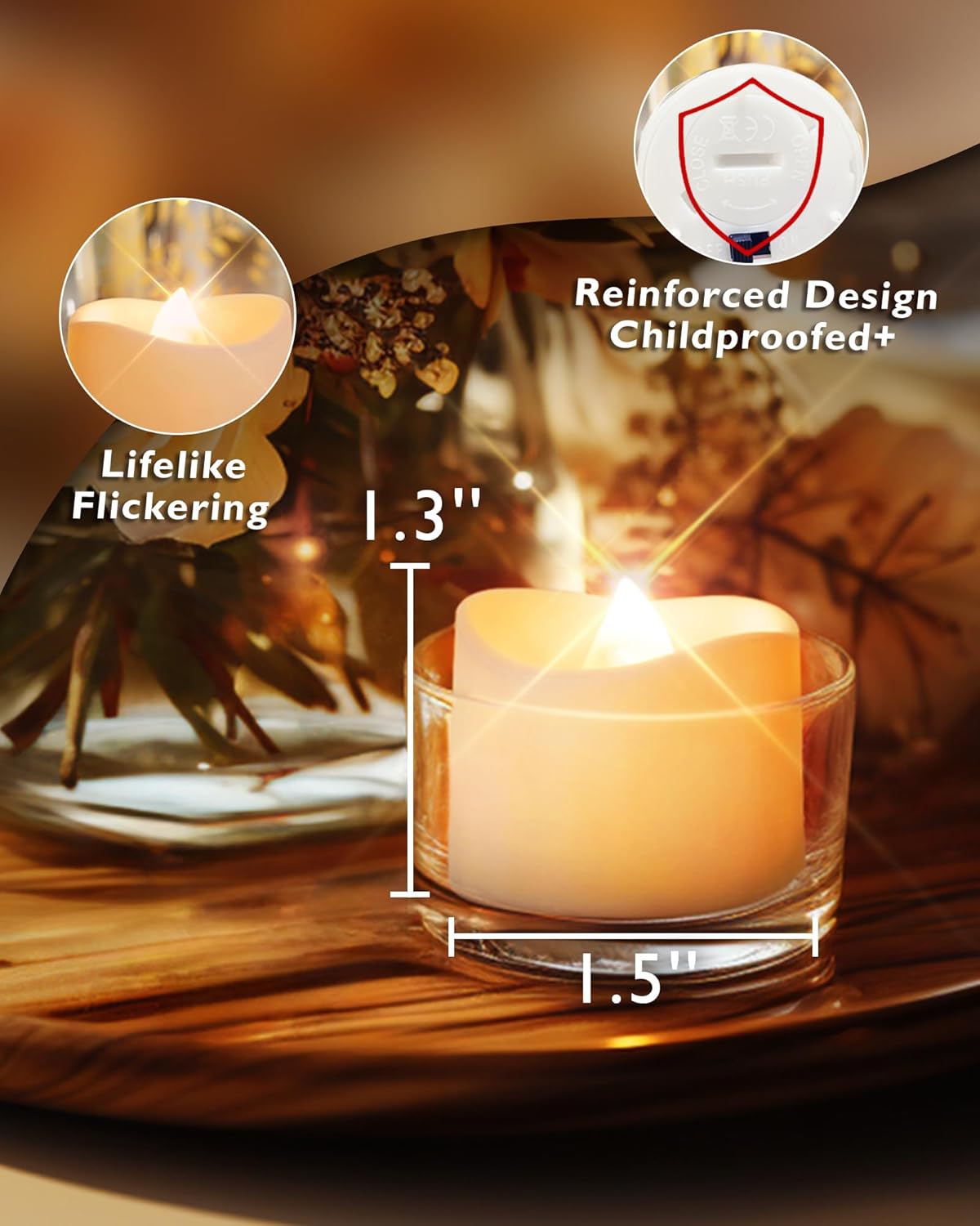 Homemory 72-Pack Novelty Flickering Flameless Tea Lights, 200+Hours Battery Operated, Fake Electric LED Votive Candles for Small Wedding Table Centerpieces, Proposals, Anniversaries