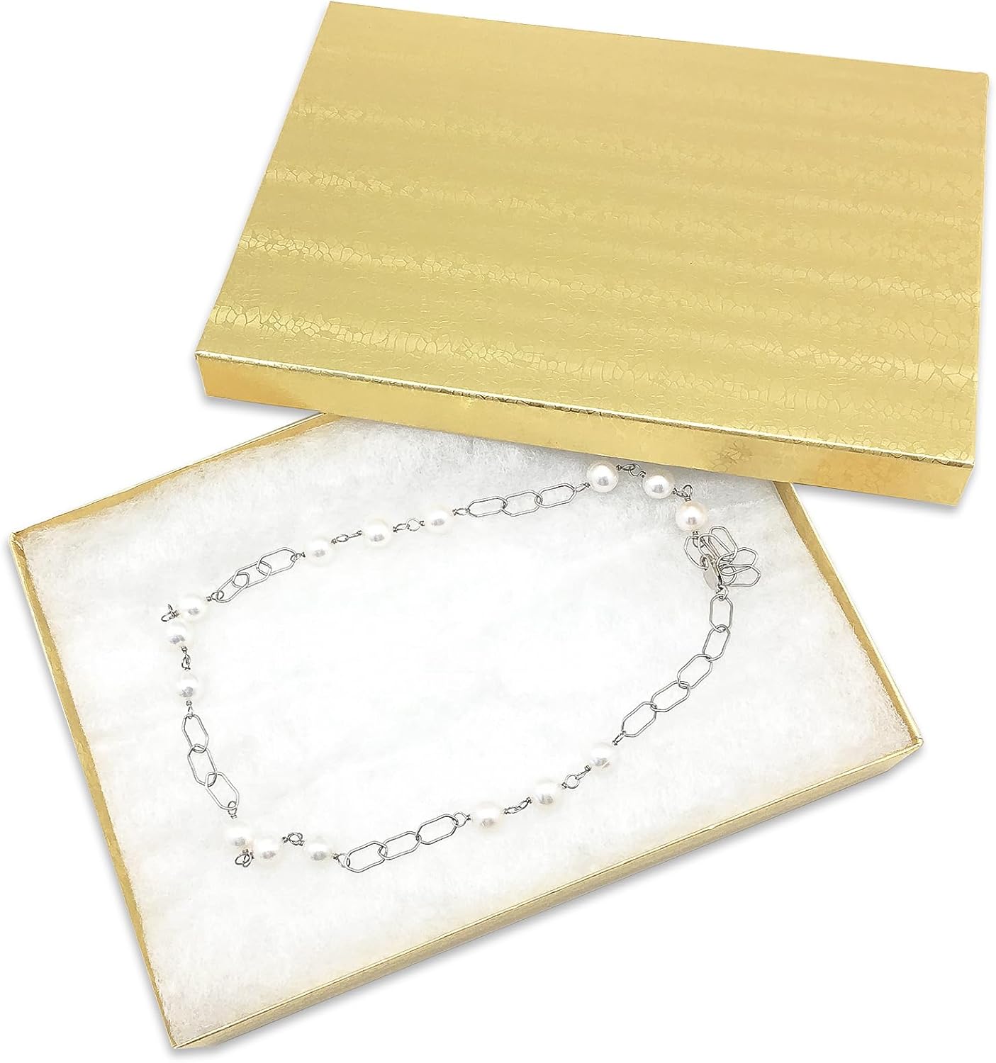 TheDisplayGuys - 25-Pack #53 Kraft Paper Cardboard Gift Boxes/Jewelry Cases w. Cotton Padding & Lid - Gold Foil - (5.4" x 3.9" x 1.0")