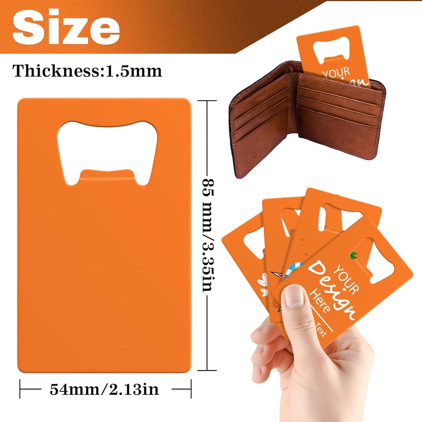 Personalized Credit Card Bottle Opener, Custom Stainless Steel Beer Bottle Opener, Upload Your Name/LOGO/Text, for Wedding Favors, Brewery, Bar, Anniversaries, Party (Orange)